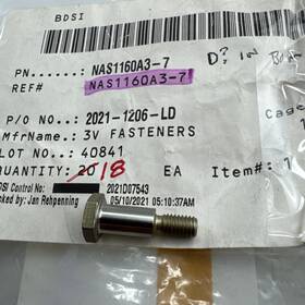Nas1160a3-7 3v Fasteners Shoulder Bolt Aerospace 10-32 7/16 Inch Grip 1/4 Alum. Coat