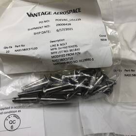Nas1580c3t10d 3v Fasteners 20 Aircraft Bolt 10-32 63/64 Inch