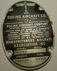 44-61752 Airplane Bomber . Tag Aircraft Plate Vintage Metal Nr -29a Boeing