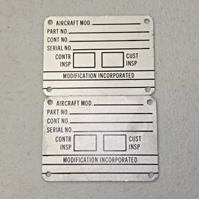 Ms27253-1 Aeronautical Standards An7510-1 Cessna Nameplate Id Plate Aircraft Mod Aluminum Alt. Lot Of 2