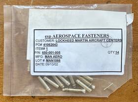 650-001-005 Aerospace Fasteners Inc. Part Number Aviation Aircraft 14pk
