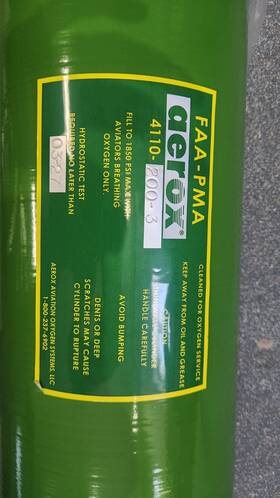 4110-200-3 Aerox Made With Kevlar Composite Pma Oxygen Cylinder - 77 C.f. Mooney