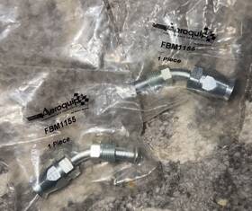 Fbm1155 Aerquip 2x Aeroquip -6 To 1/2-20in Inverted Flare 45 Teflon Hose End