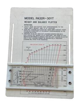Pa32r-301t Aircraft 89004-2 Piper Weight And Balance Sliding Plotter In Plastic