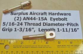 An44-15a Aviation Hardware 2 Eyebolts Thread Dia/pitch 5/16-24 No Shank Hole Aircraft