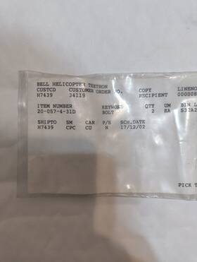 20-057-4-31d Bell Helicopter Textron Bolts Pk/2 Each New
