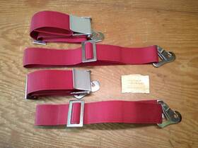 P8427-5-r2 Beltmaster Vintage Nos Pair Red Aircraft Seat Belt