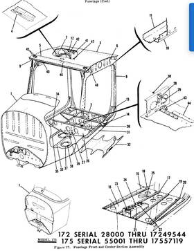 0511114-9 Cessna 172 Top Assembly Cabin Part # As Removed / 1958 C-172