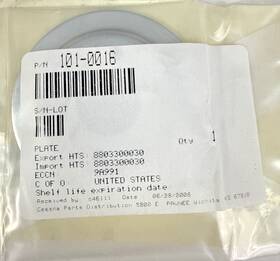 101-0016 Cessna Aircraft Plate New With 8130