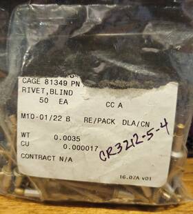 Ccr3212-5-4 Cherry Max Aircraft Sheet Metal Rivets Lot Of 50 Cr3212-5-4