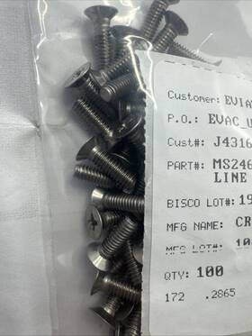 5305-00-902-2125 Crescent Ms24694-c5 100 Ms24594-c5 Screw 8-32 17/32 Inch Long Deg. 3/32 Grip