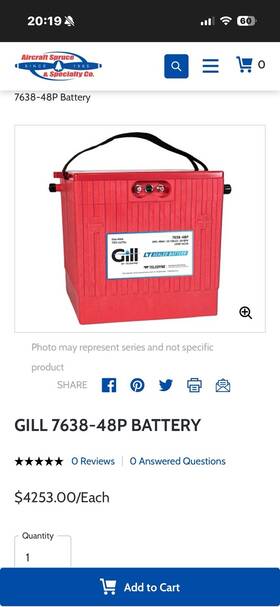 7638-48p Embraer Gill Lt Nonspillable Battery