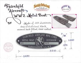 Fps-0153 Fairchild Aircraft Ww2 Boat Data Plate Deep Acid Etched Aluminum Fps-0153 Fairchild Aircraft Ww2 Boat Data Plate Deep Acid Etched Aluminum