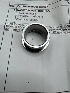 Nas77c14-038 Fitz Bushing Stainless 7/8 Inch .875 .380 W /certs