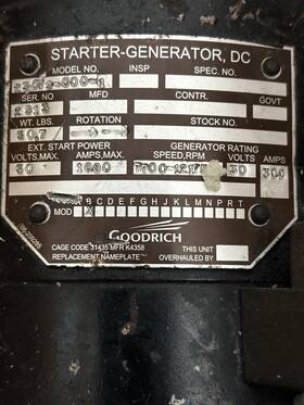 23079-000-1 Goodrich Lucas Starter Generator Aircraft 30 Volt