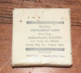 A-8105b-1 Grimes Instrument Panel Post Light Untested Nos Pat 2616606