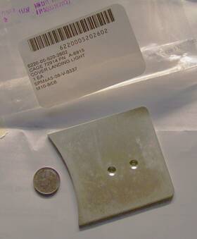 A-6915 Grimes Aerospace Company / Us Military Aircraft H1 H60 Landing Light Cover Plate Aluminum 5.57 Inch L 3.13 W .07 T 2 .115