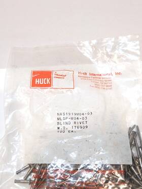 Nas1919m04-03 Huck 100 Qty Blind Rivets Mlsp-m04-03 Aerospace Fasteners Lot
