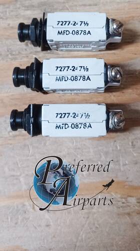 7277-2-7.5 Klixon 7277-2-7-5 Lot Of 3 Used Aviation Circuit Breakers P/n