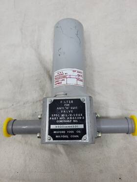 An6538-3 Milford Tool Co. Vintage Aviation Filter Anti G Suit Valve N600 A 44501