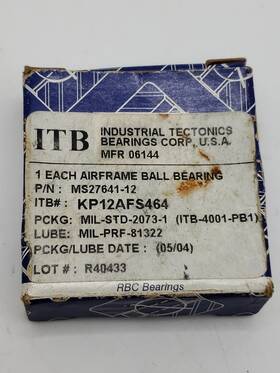 Ms27641-12 Miniature Precision Bearings Itb Rbc Airframe Ball Bearing