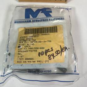 5320-01-308-8231 Monogram Aerospace Fasteners Inc. Mbf20125-10-750 Rivet Blind Military Surplus Part Lot 10x