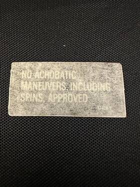 581-322 Piper Aircraft Placard P/n New Surplus St