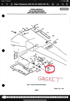 Pa-42-1000 Piper 75188-006 Fuel Tank Access Cover Gasket