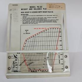 757326 Piper New Pa-32 Cherokee Six Weight And Balance Plotter P/n 757326 Piper New Pa-32 Cherokee Six Weight And Balance Plotter P/n
