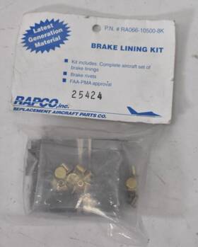 Ra066-1050-8k Rapco Brake Lining Kit Aircraft Set Rivets Replacement