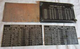 Rockwell 40a/40/60 Original Aircraft Placards Sabreliner