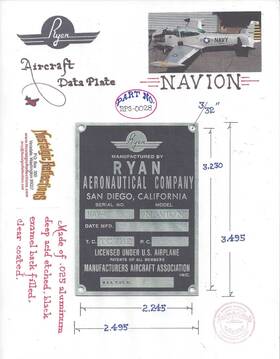 Rps-0028 Ryan Aircraft Navion Data Plate