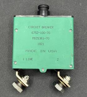 6752-100-70 Sensata Technologies Klixon Aircraft 70 Amp Circuit Breaker Milspec Ms25361-70