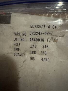 Cr3242-04-04 Textron Cherry New Aerospace Cherrymax Rivet P/n Quantity 10