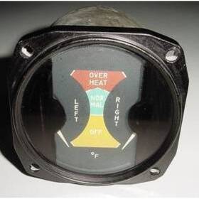 77b46 The Lewis Engineering Company Twin Engine Vintage Warbird Temperature Indicator