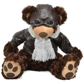 Napx620-br Unipak Fluffy Brown Pilot Bear 20 Inch Plush Toy