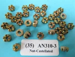 AN310-3 Castellated Nuts 3/16 #10-32 Aircraft Aeronautical Standards (35). Fixed Price $32.50.