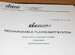 Dme Corp. Rechargeable Flashlight System EF-2C Maintenance Manual. Fixed Price $150.00.