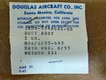 Douglas DC4 Duct Assembly P/n 5348621-22 New (last Ones). Fixed Price $195.00.