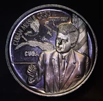 President John Kennedy Missle Crisis 1OZ 999 Fine Silver Art Bar Round C3434. Fixed Price $425.00.