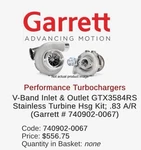 Garrett GTX3584RS 0.83 A/r Hotside Turbine Housing Exhaust Vband. Fixed Price $200.00.