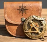 Vintage Brass Compass With Leather Case Nautical Navigation By Stanley London. Fixed Price $25.99.