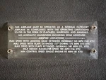 Beechcraft Aircraft Operations & Limitations Instructions Plate Placard. Fixed Price $75.00.