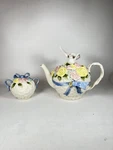 Fitz & Floyd Rare Dove Teapot Sugar Bowl Basket Weave For Parts See Photos. Fixed Price $33.99.