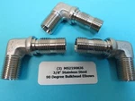 (3 New) MS21908J6 Elbows 3/8" Degree Flareless Bulkhead Universal Fitting. Fixed Price $55.00.