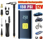 150 Psi Air Compressor Inflator Fits Car Moto Bike Tires Pump Cordless. Fixed Price $17.99.