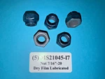 (5) 7/16 -20 Military Standards MS21045-L7 Aircraft Locking Nuts +dry Film Lube. Fixed Price $27.50.