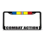 Combat Action Military Black Metal Heavy License Plate Frame Tag Border. Fixed Price $17.99.