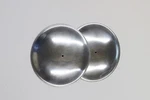 Pair Of Piper Style Van Sickle Dust Covers, Hub Caps, Replica Part, Polished. Fixed Price $48.00.