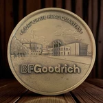 Bf Goodrich Medal Corporate Headquarters Dual Sided Advertising 3" Brass Bronze. Fixed Price $21.95.